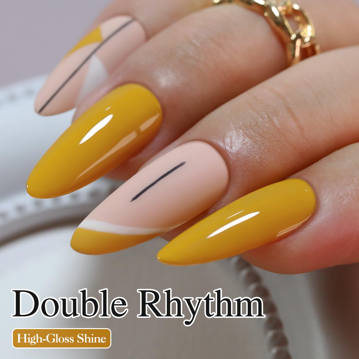 Double Rhythm brush close-up showing smooth gel texture for even application