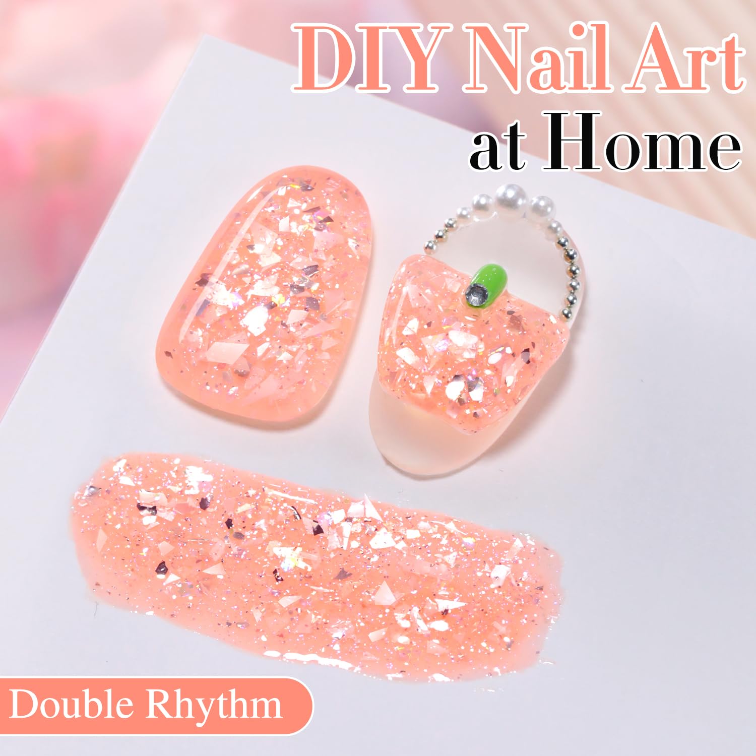 Double Rhythm close-up of micro-glitter texture highlighting smooth, reflective sparkle for even finish