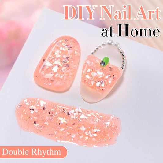 Double Rhythm close-up of micro-glitter texture highlighting smooth, reflective sparkle for even finish