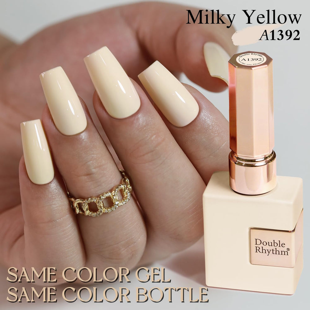 Double Rhythm brush stroke on nail tip displays smooth coverage and even finish benefits