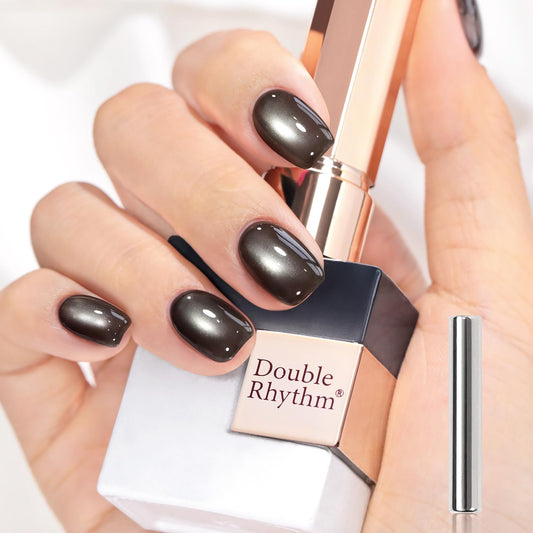 Double Rhythm bottle front view showing Crystal Black polish and compact size benefit