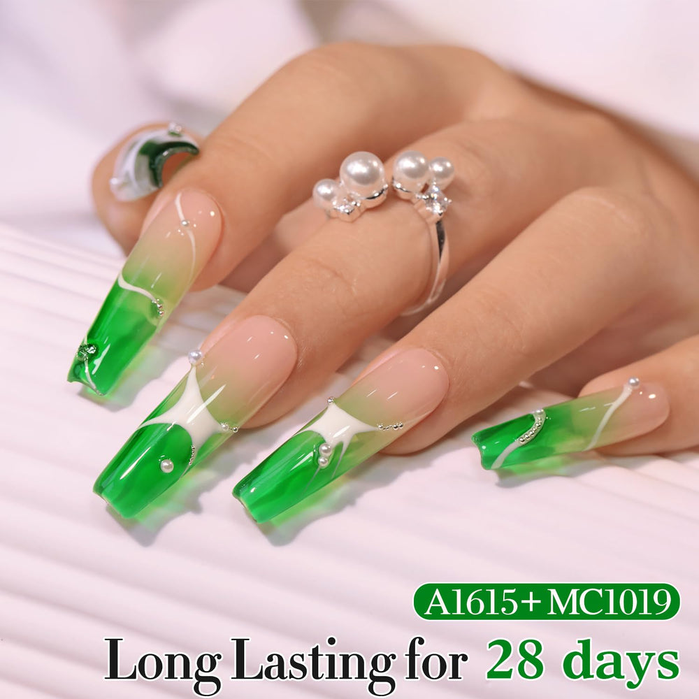 Double Rhythm product with lamp and tools showing ready-to-use gel manicure kit
