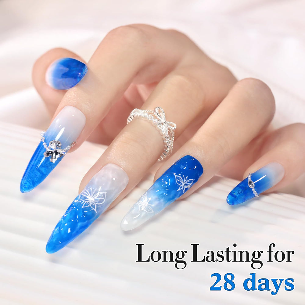 Double Rhythm polish curing under LED lamp, ensures long-lasting glossy finish