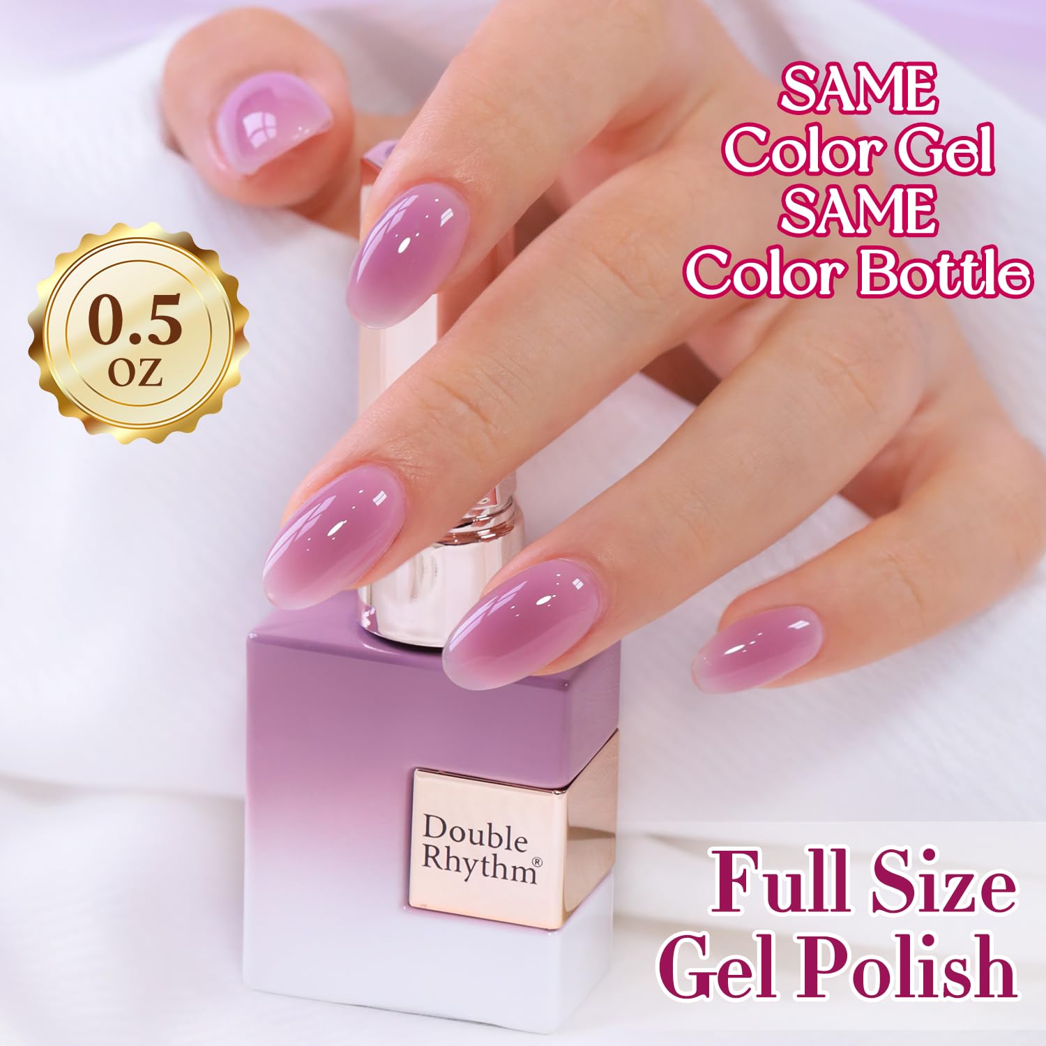 Double Rhythm cured nails with glossy jelly finish for long-lasting shine