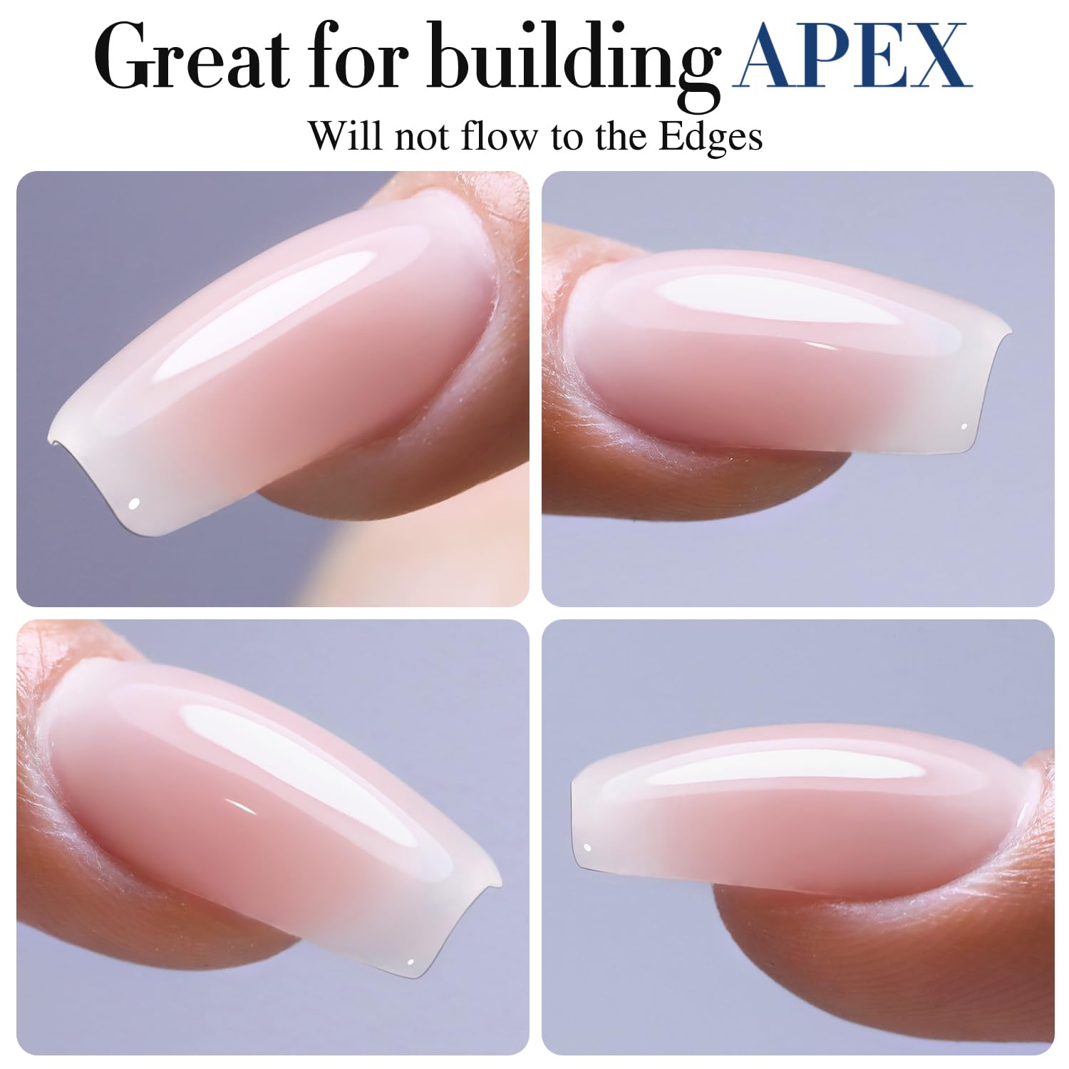 Double Rhythm cured nail showing high-gloss milky pink finish for long-lasting shine