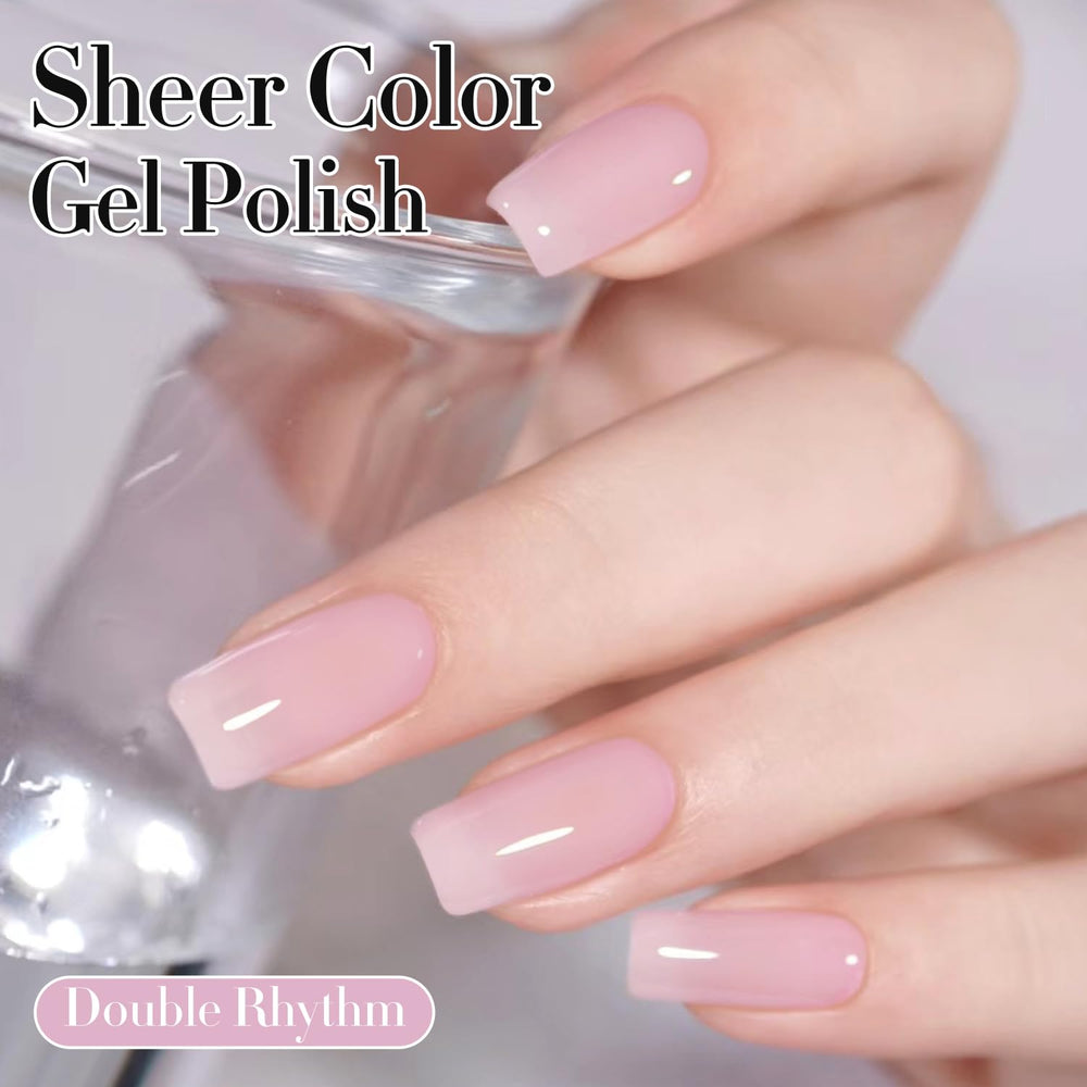 Double Rhythm cured nails in soft pink demonstrating glossy, salon finish
