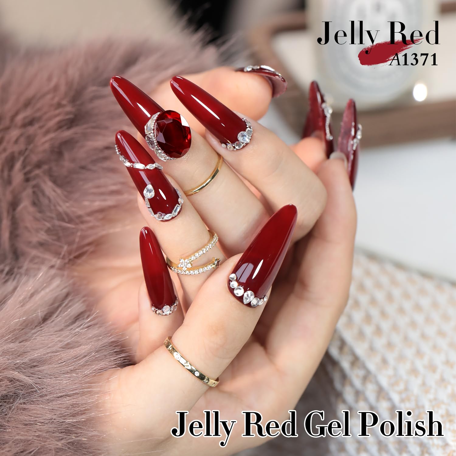 Double Rhythm nail wheel swatch showing buildable jelly red tones for design ideas