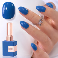 Double Rhythm front bottle view showing dark cobalt color and glossy finish