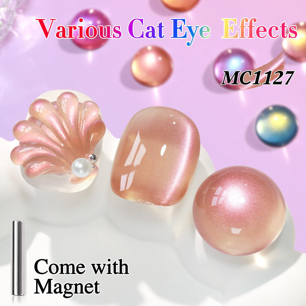 Double Rhythm magnet held over wet polish creating visible cat-eye stripe effect