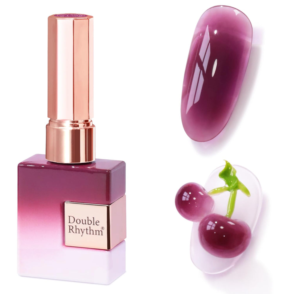 Double Rhythm front bottle showing dark purple rose color and benefit of true-to-bottle shade