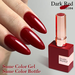 Double Rhythm bottle beside LED lamp illustrating quick curing and reliable finish