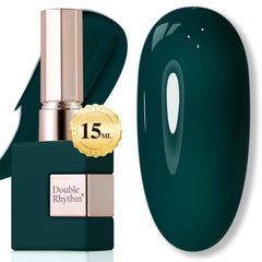 Double Rhythm bottle front deep green showing rich color and glossy finish