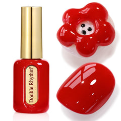 Double Rhythm deep red front bottle showing color and gold cap for elegant storage