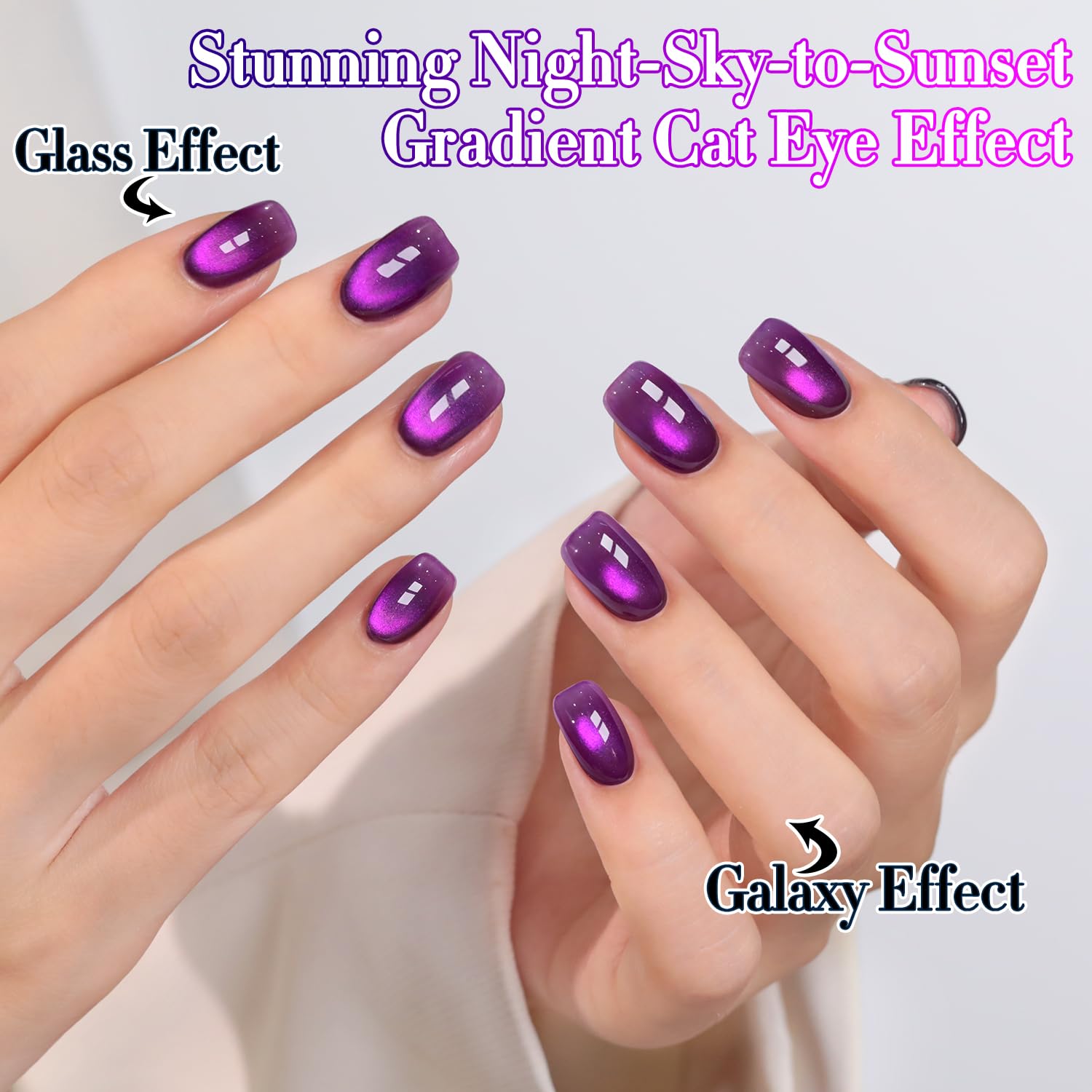 Double Rhythm texture swipe on white card showing jelly shimmer and holographic sparkle benefits
