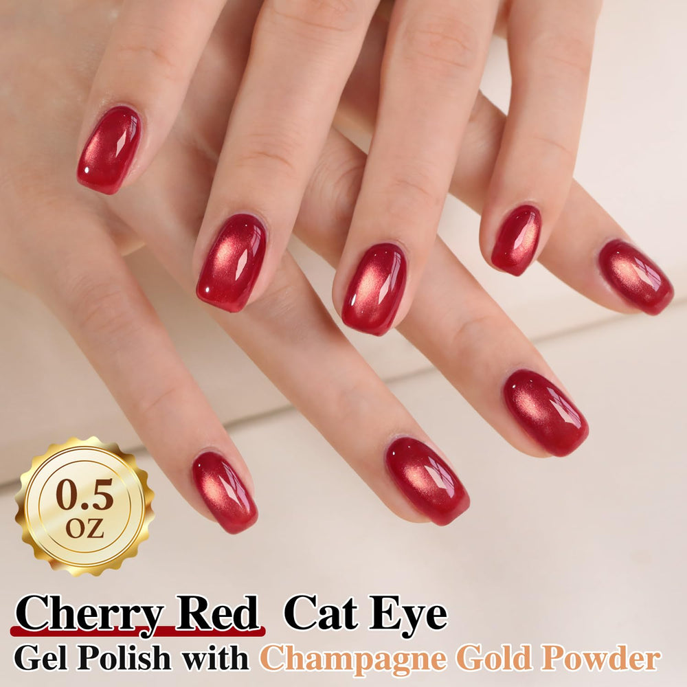 Double Rhythm magnet held over wet polish creating cat-eye stripe for dramatic effect