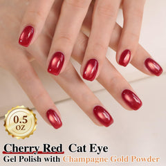 Double Rhythm magnet held over wet polish creating cat-eye stripe for dramatic effect