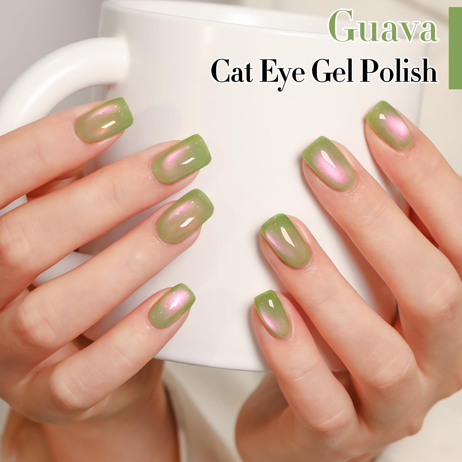 Double Rhythm duochrome nail swatch showing pink-green shift, showcases vibrant color change