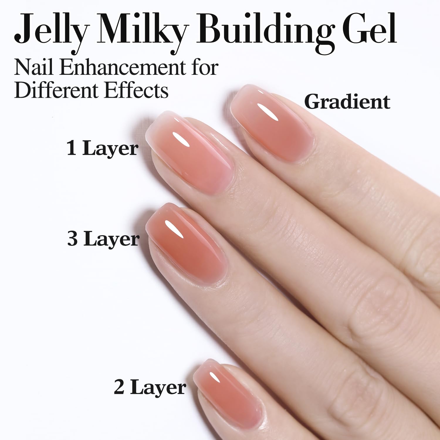 Double Rhythm finished pale nude manicure showing glossy professional finish