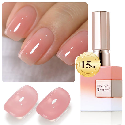 Double Rhythm front bottle A1323 showing sheer milky gel and compact 15ml size benefit