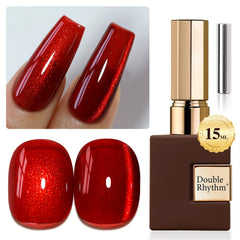 Double Rhythm front bottle blood red showing color and shimmer benefits