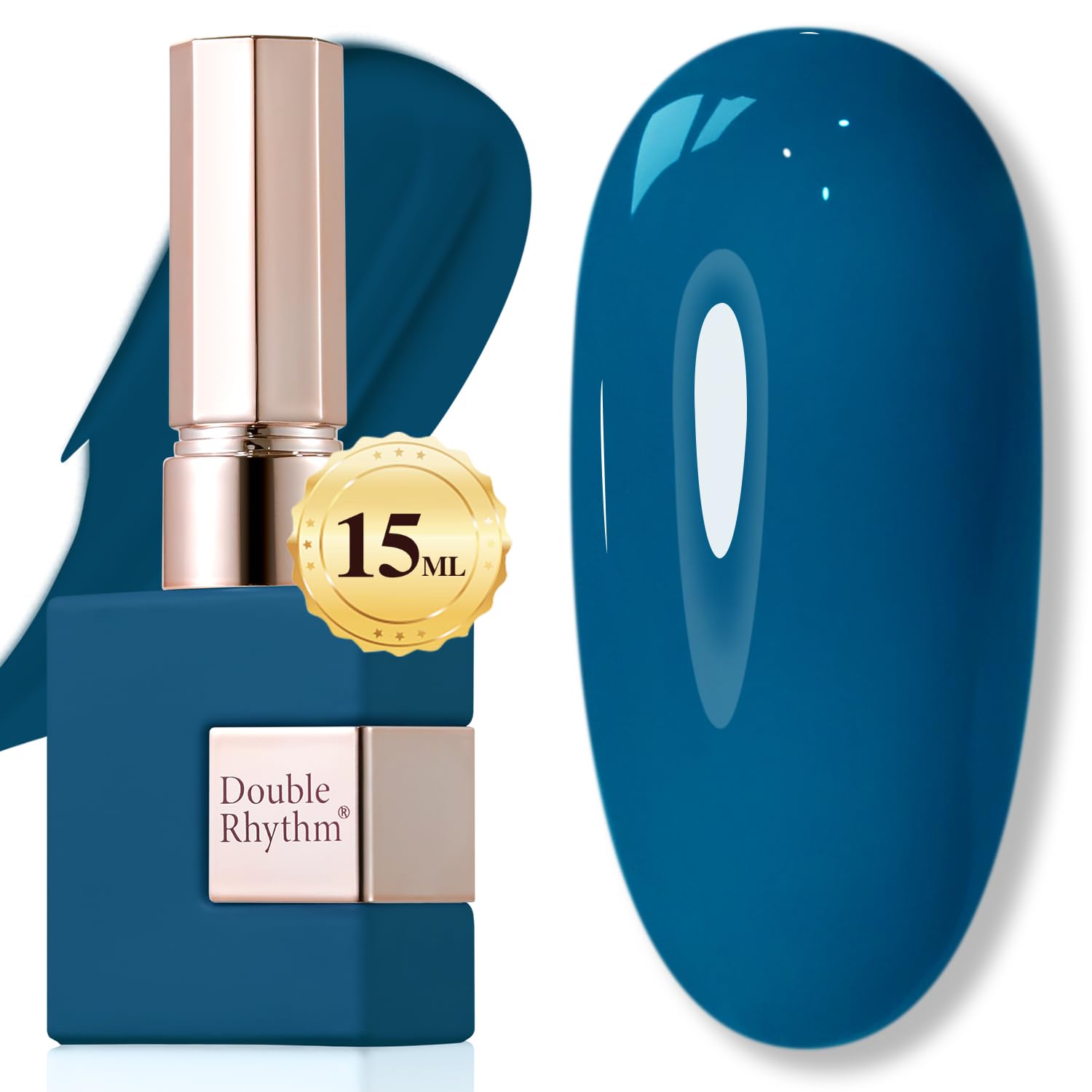 Double Rhythm front bottle Blue A1458 showing color and gloss for reliable shade