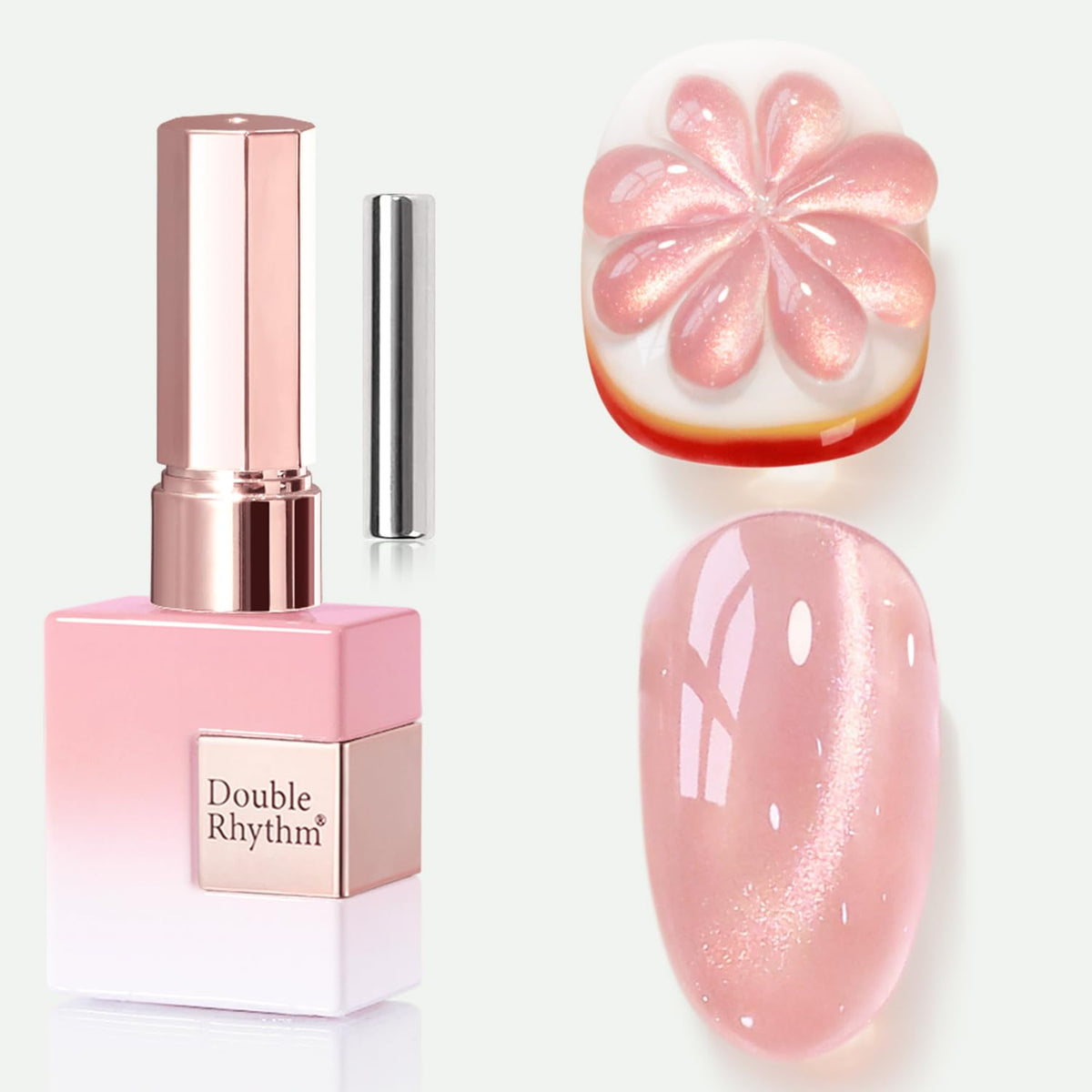 Double Rhythm front bottle fruit nude pink showing label and capacity for easy identification