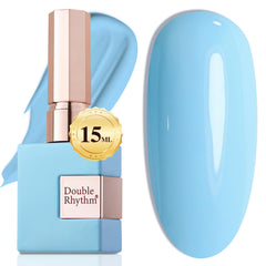 Double Rhythm front bottle light blue showing compact 15ml size and glossy finish