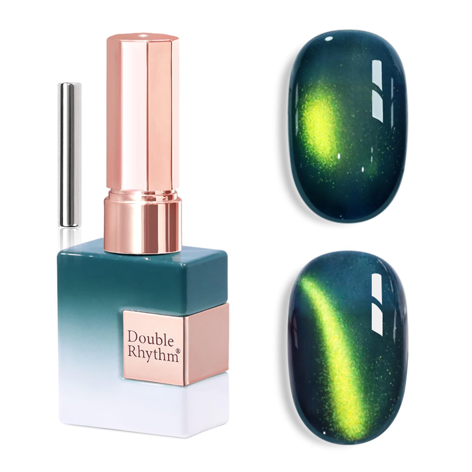Double Rhythm front bottle MC1309 showing holographic green polish and capacity