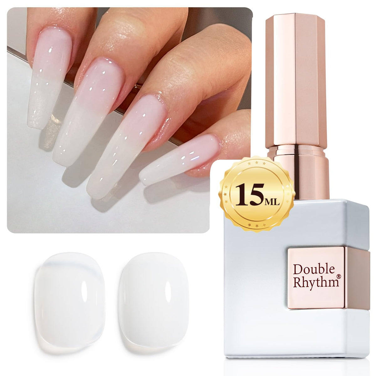 Double Rhythm front bottle milky A1367 showing sheer neutral tone and easy layering benefit