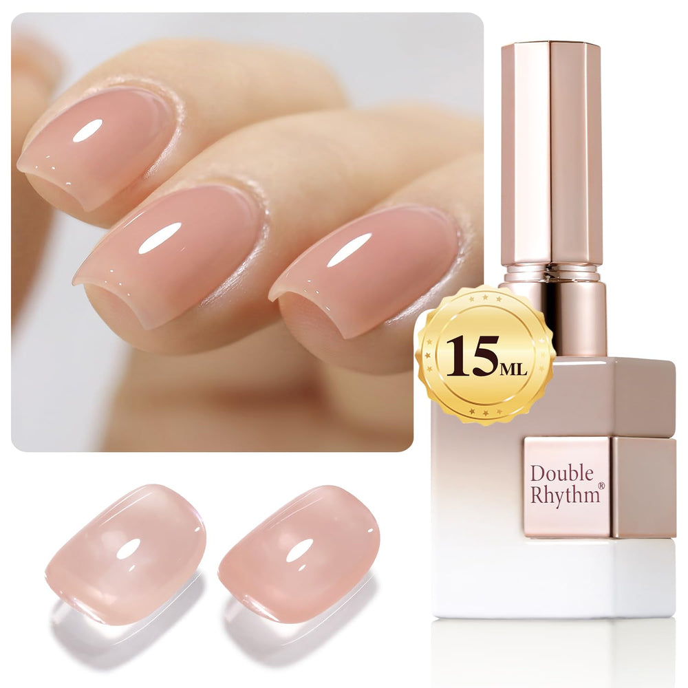 Double Rhythm bottle front view showing milky almond shade and glossy benefit