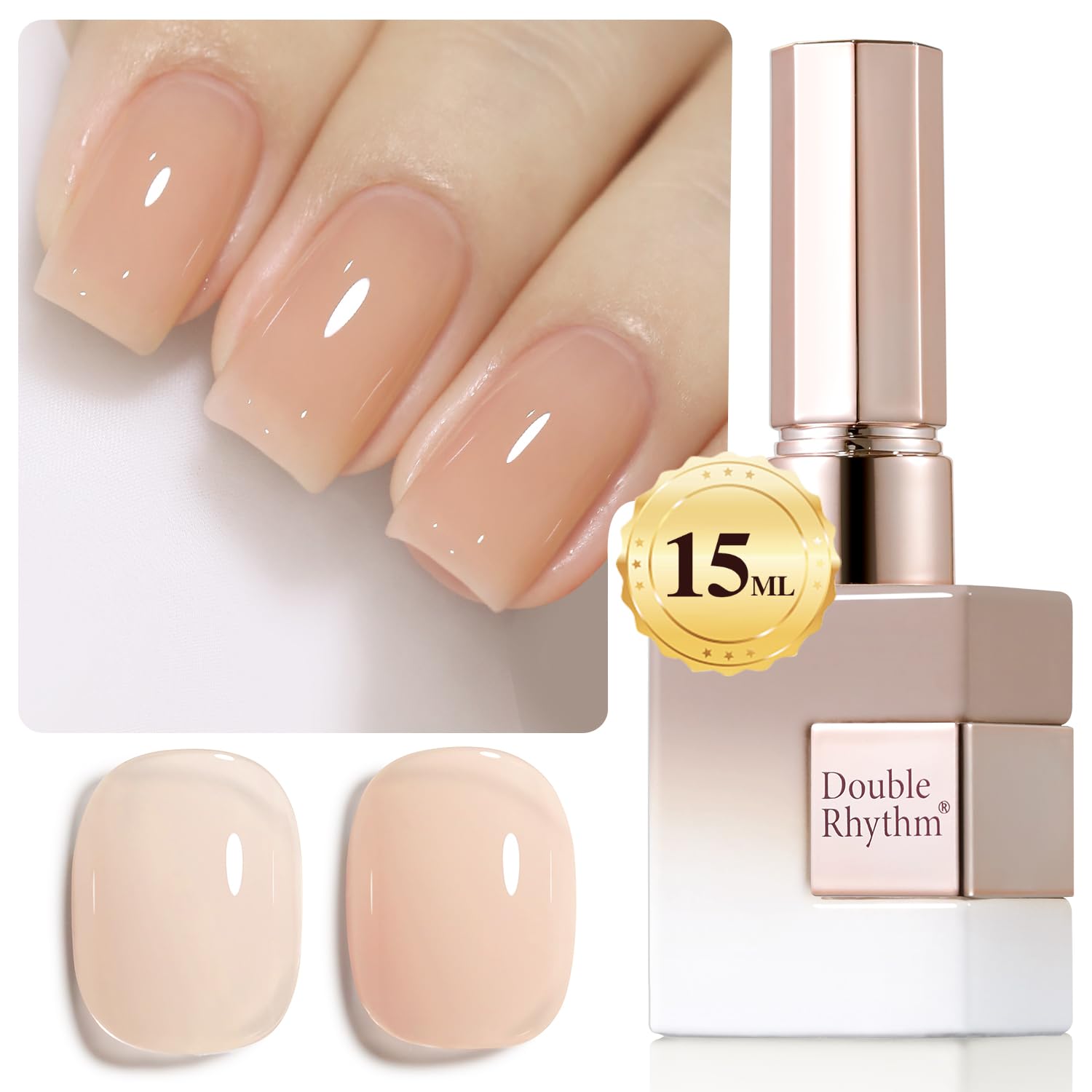 Double Rhythm front bottle showing milky nude shade and glossy finish