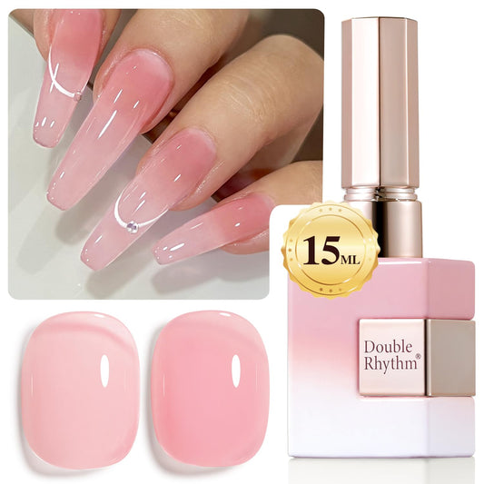 Double Rhythm front bottle milky pink showing translucent finish and glossy benefit