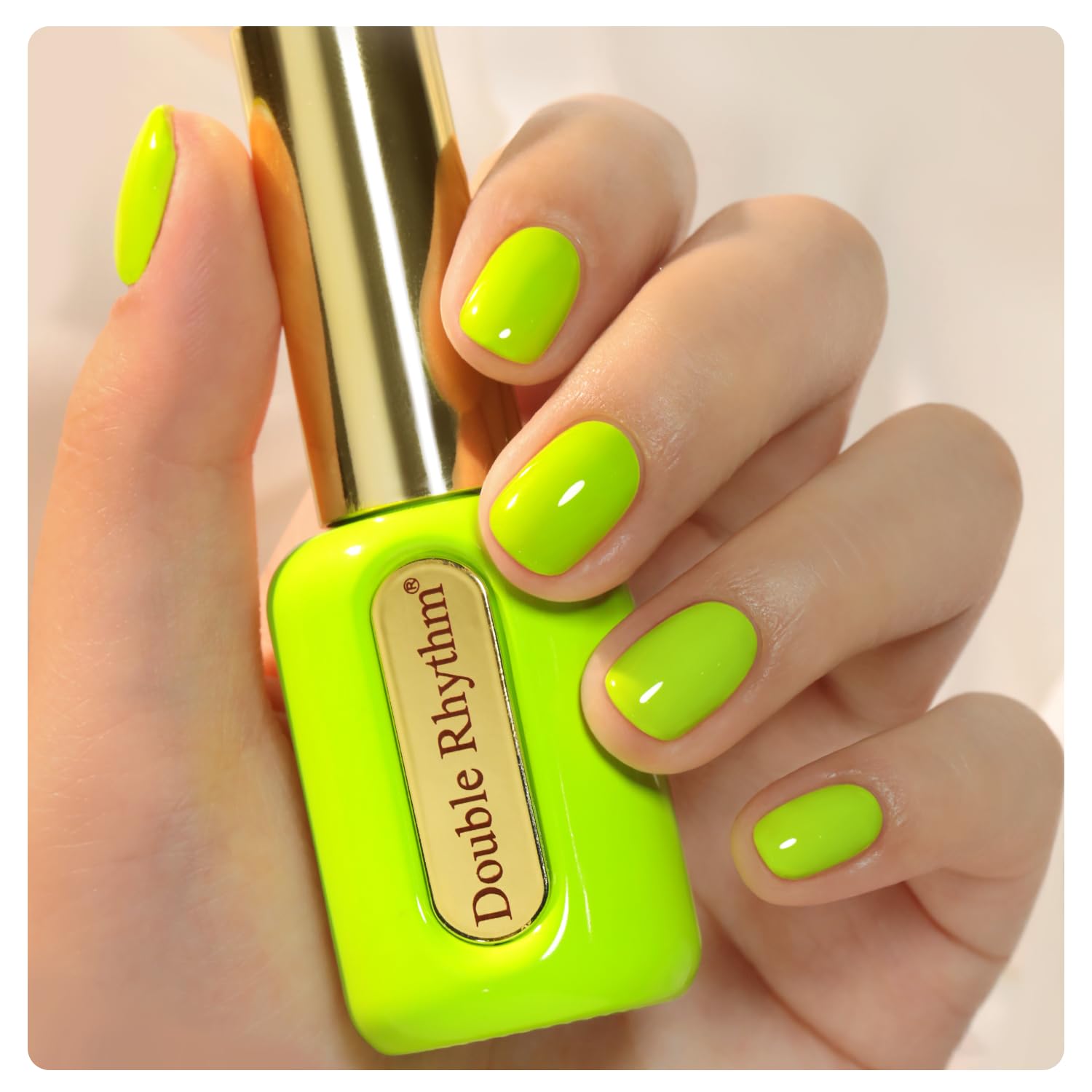 Double Rhythm front bottle neon H1305 shows color and elegant gold cap benefit