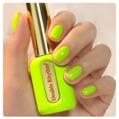 Double Rhythm front bottle neon H1305 shows color and elegant gold cap benefit