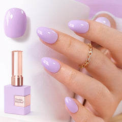 Double Rhythm front bottle showing pale purple shade and even finish benefit