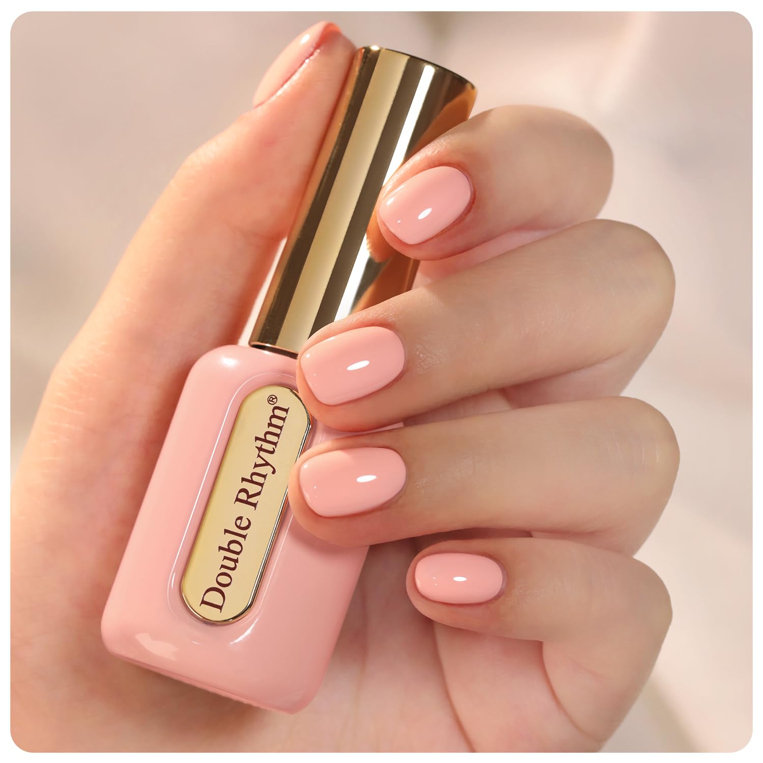Double Rhythm front bottle pastel pink orange showing brand and color benefit