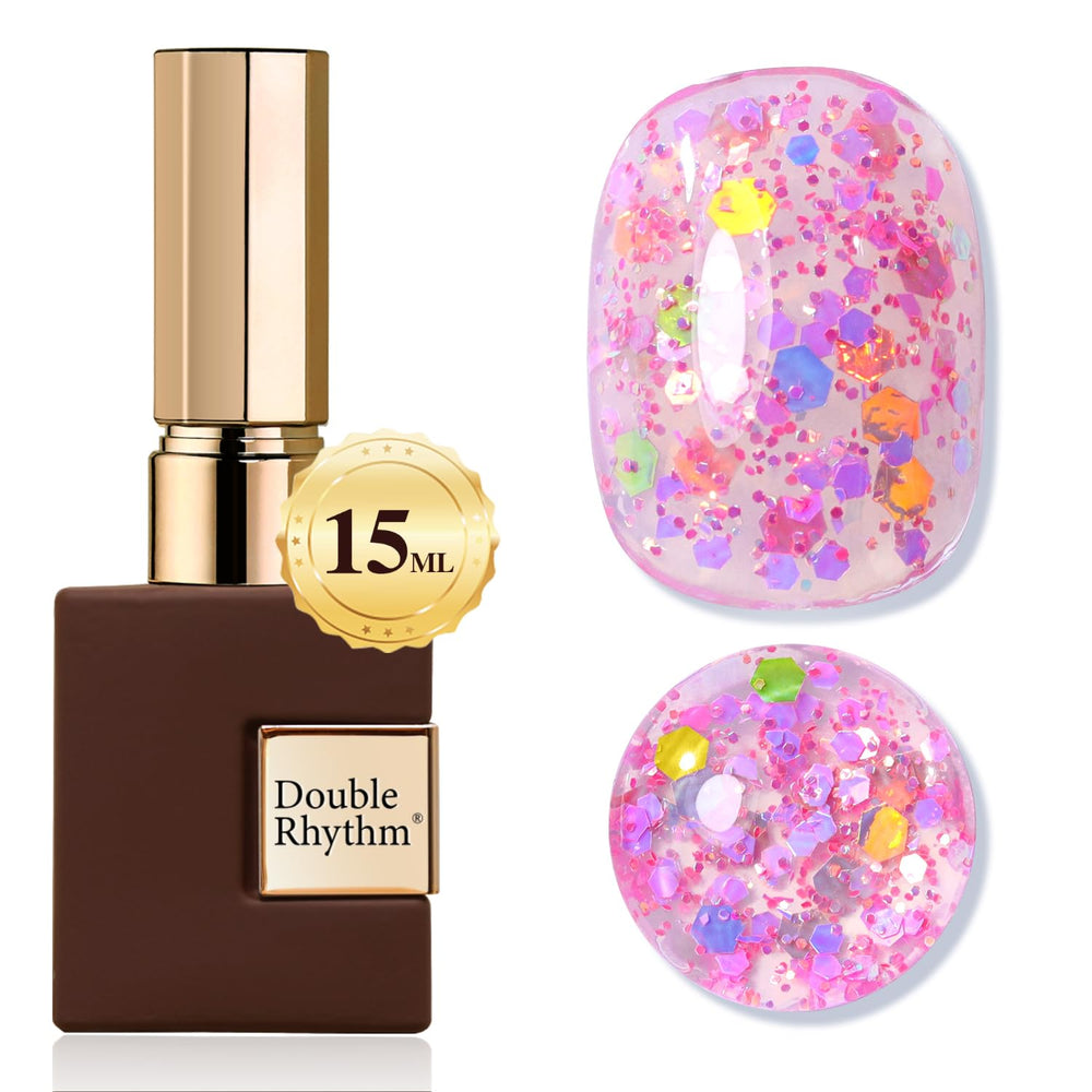 Double Rhythm front bottle Pink Passion showing label and pink shimmer benefit