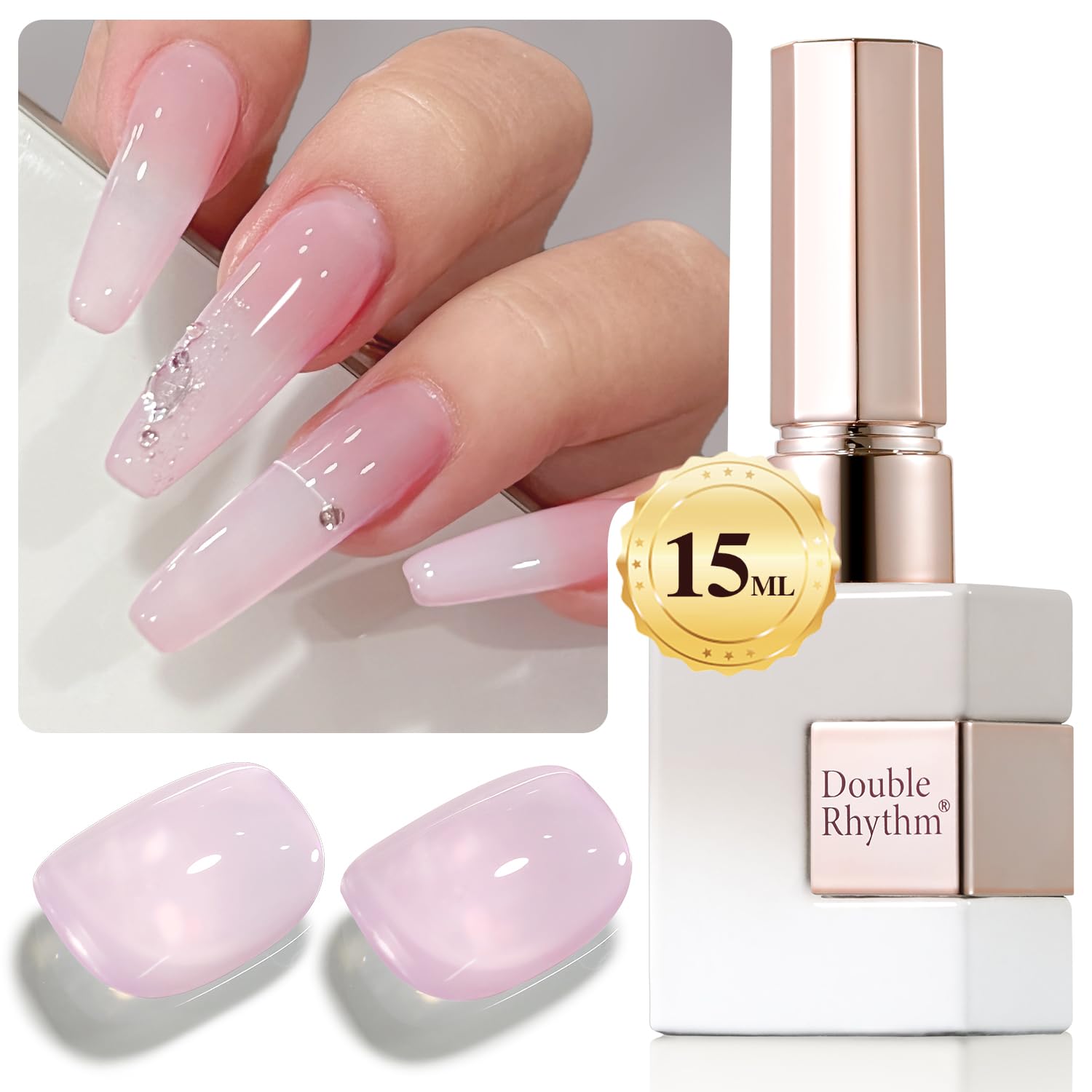 Double Rhythm front bottle showing pink purple A1314 and easy application benefit