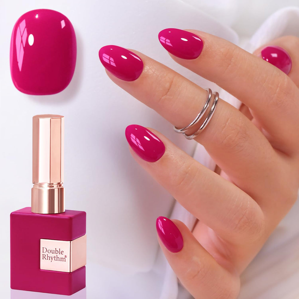 Double Rhythm front bottle Rose Pink showing color and benefit of buildable translucency
