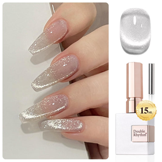 Double Rhythm front bottle silver MC1019 showcasing holographic shimmer benefit