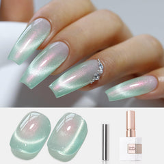 Double Rhythm front bottle showing holographic cat eye polish and clear label benefit