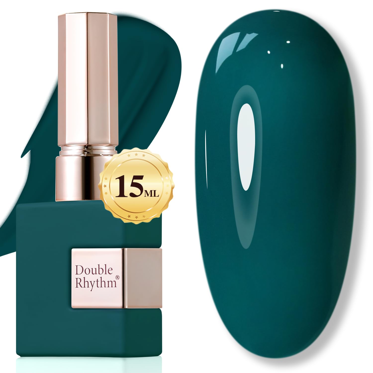 Double Rhythm front bottle showing green sheer shade and glossy finish