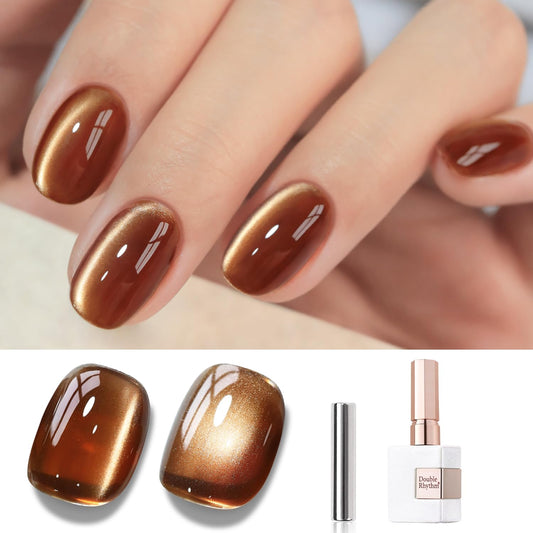 Double Rhythm bottle front view showing holographic brown shade and size benefit