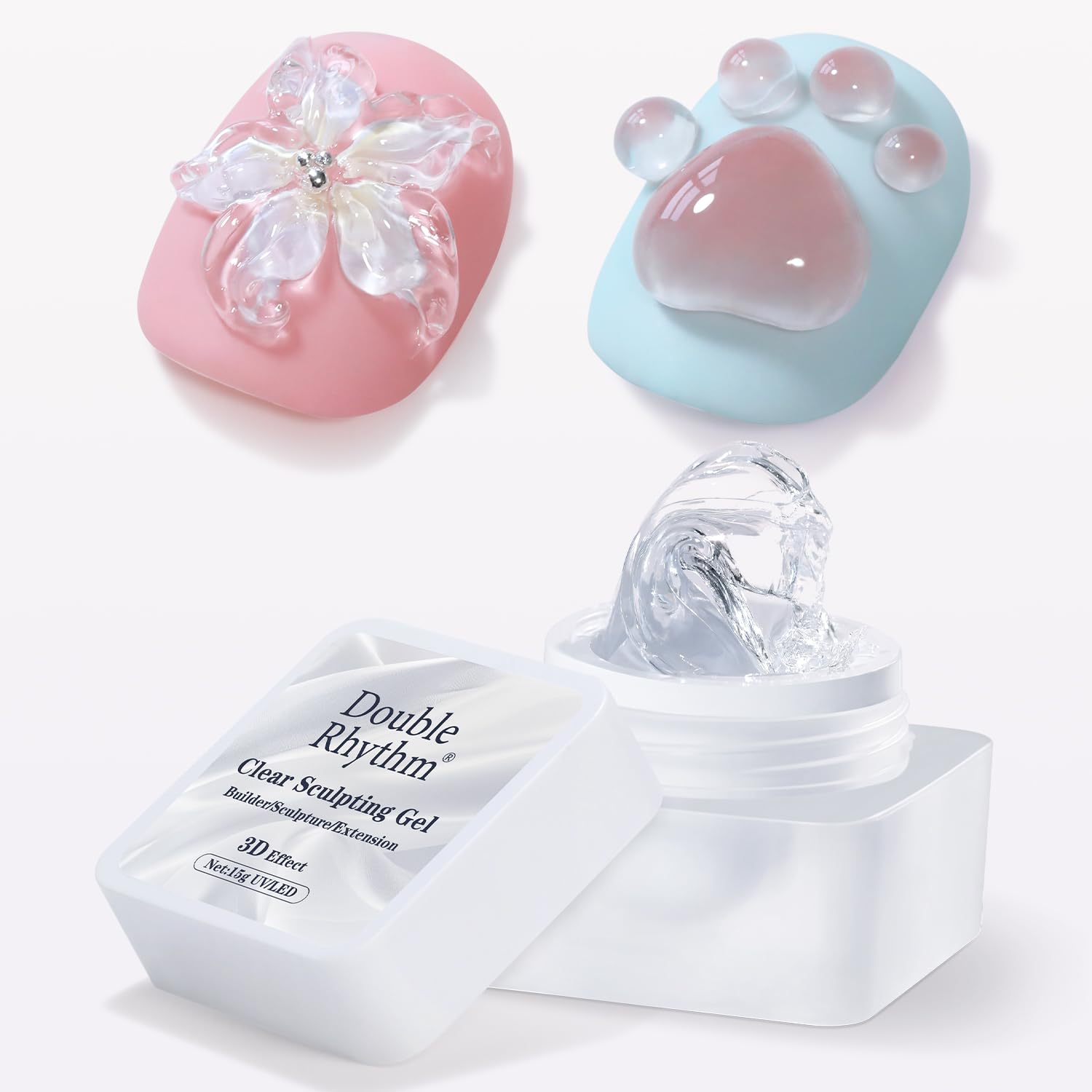 Double Rhythm front bottle showing compact 0.5 oz packaging and clear gel benefit