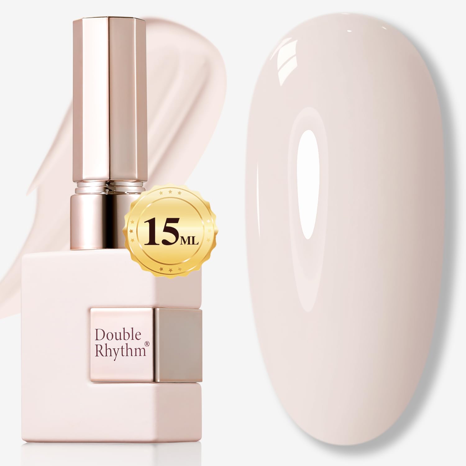 Double Rhythm front label 15ml bottle showing clear shade and brand benefits