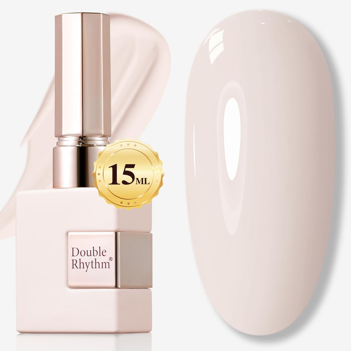 Double Rhythm front label 15ml bottle showing clear shade and brand benefits