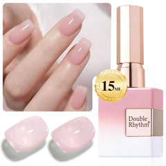 Double Rhythm bottle front label showing baby pink shade and brand benefit