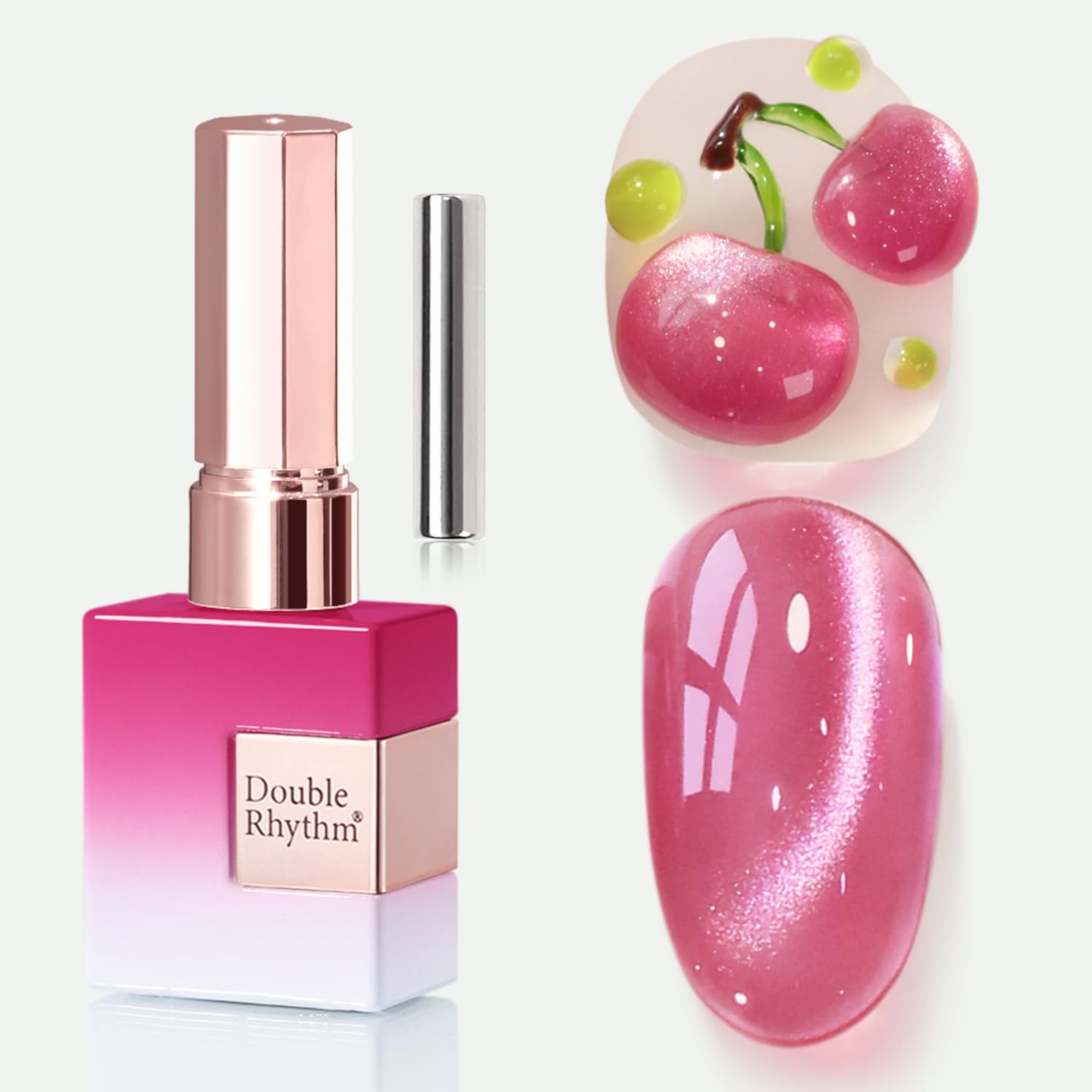 Double Rhythm front packaging showing cat-eye gel polish and benefit of magnetic effect