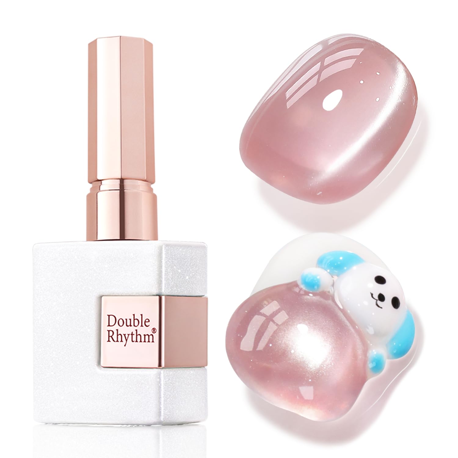 Double Rhythm bottle front view showing jelly pale purple shade and holographic shimmer benefit