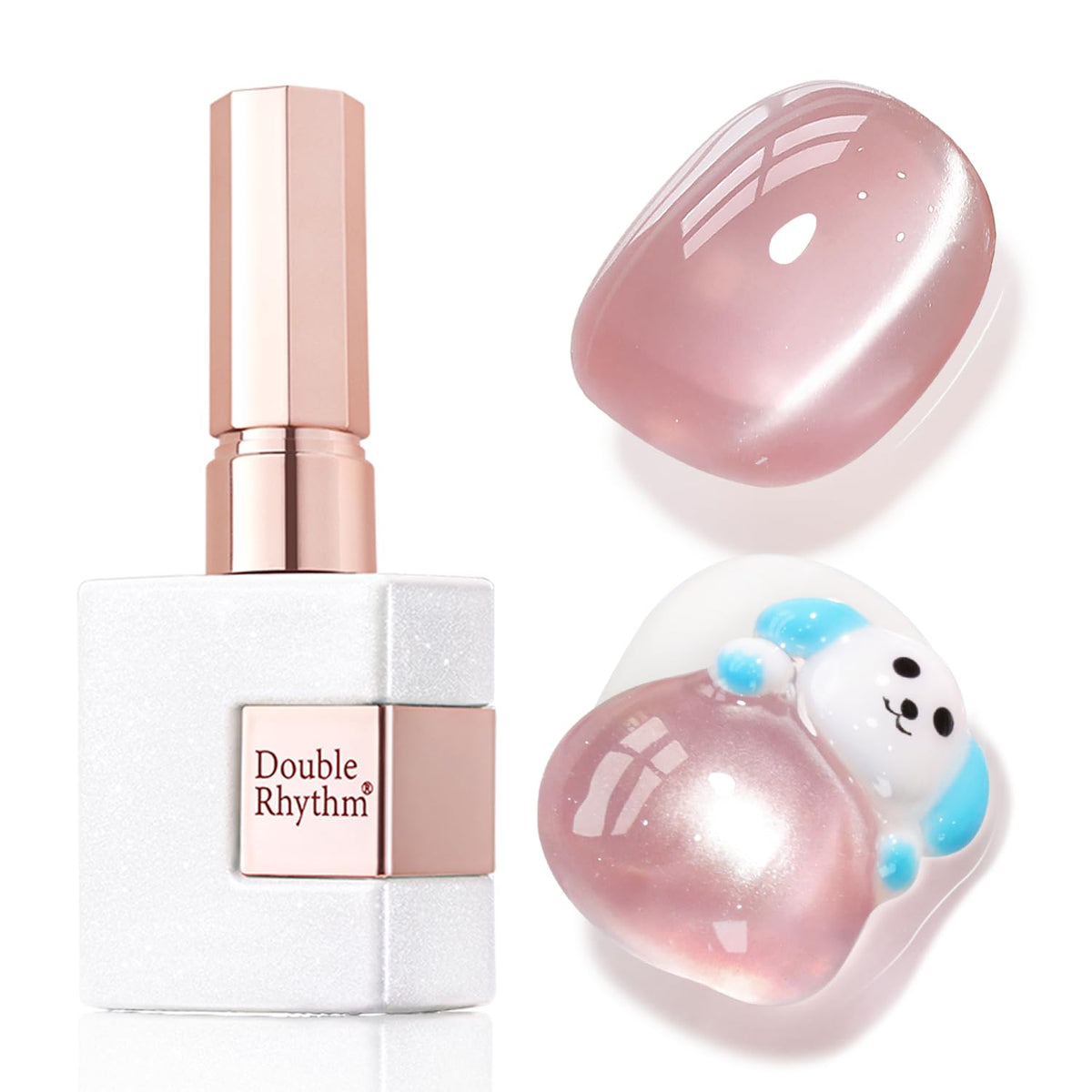 Double Rhythm bottle front view showing jelly pale purple shade and holographic shimmer benefit